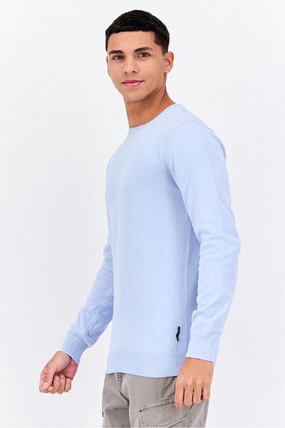 French Connection Men Crew Neck Knitted Sweater, Light Blue