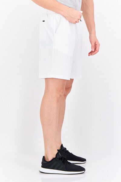 Feat Men Plain Drawstring Basic Shorts, White