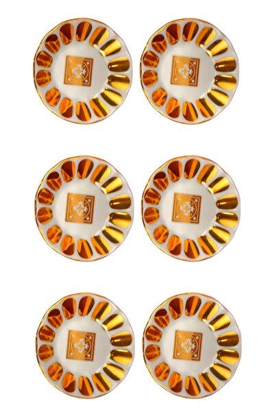 DUKKANI ISTANBUL طبق شاي بورسلين بنمط إصبع ذهبي يتسع لـ 6 أشخاص