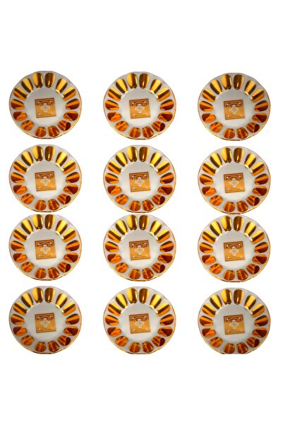 DUKKANI ISTANBUL Porcelain Tea Plate for 12 People - Gold Finger Pattern
