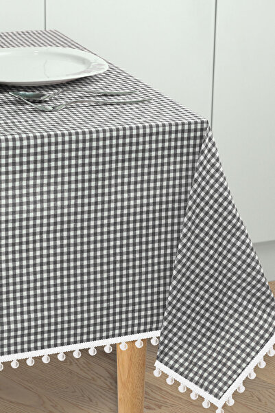 Soft Kare مفرش طاولة صغير من سلسلة بومبون، مفرش طاولة نزهة، مفرش طاولة كلاسيكي