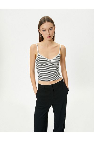 Koton Cureaua subțire Atlet Ribbed Drape Detaliat Vâscos Mixt