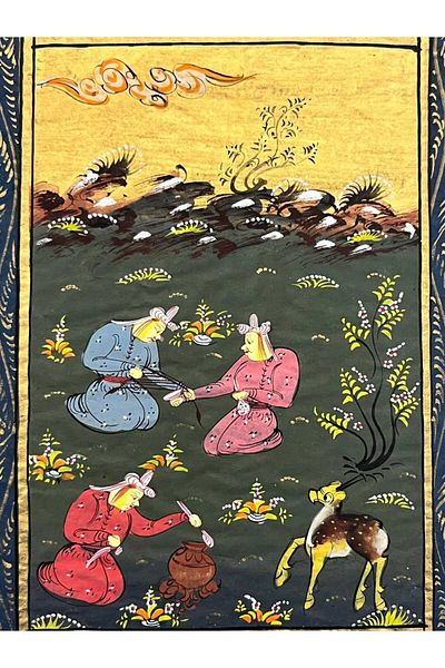 Hasyılmaz Handmade Miniature Picture Named Meal Prep of the Nobles 20.5X12 cm