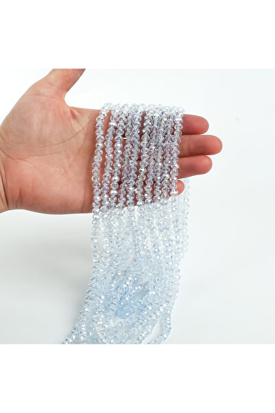 yfhobi 1 Dizi (80-85 Adet) - 6 mm Yassı Kristal Cam Boncuk Dizisi Şeffaf Janj...