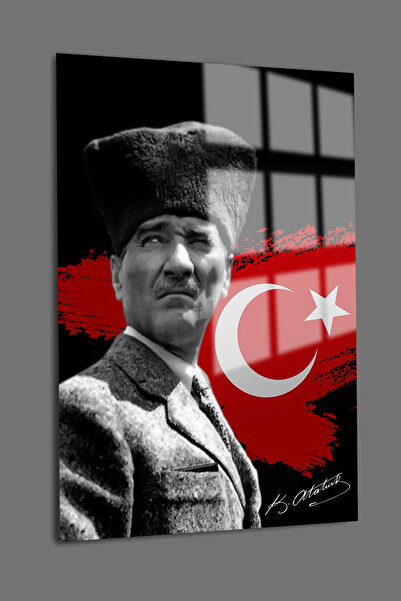 TAULART TABLO DE ATATURK DE RESOLUȚIE ULTRA-ÎNALTĂ TABLO DE STICLA INFRĂȘTĂRĂ DE 4 MM PENTRU CASĂ, SUOARE, CADOU