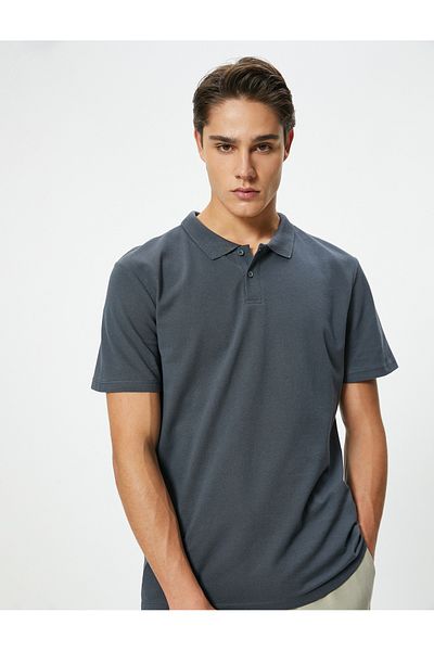 Koton Polo Neck T-Shirt Slim Fit Buttoned Short Sleeve