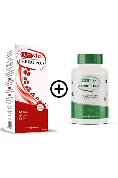 Optivita مجموعة Optivita Probiotic Kids + Ferro Plus مكونة من قطعتين - شراب ح...
