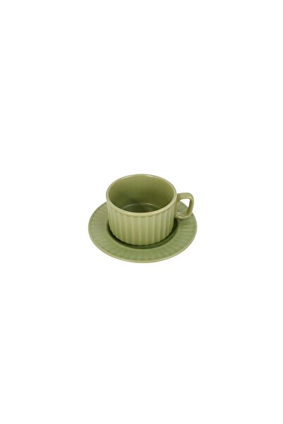 Midi فنجان-قهوة-250ml-cream-color-vertical-print-coffee-cup-and-saucer-set-mixed