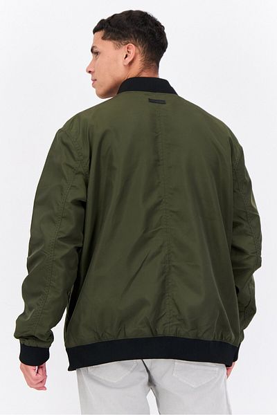 Civil Society Men Plain Reversible Bomber Jacket, Olive
