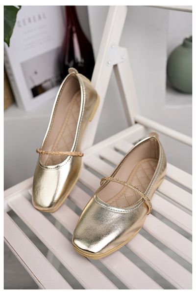 Modafırsat Women's Babet Gold Stone Stylish Home Business Office Casual Shoes