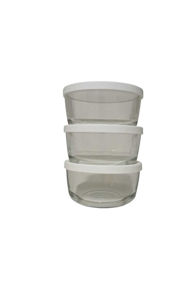 LAV Feyzade Round 3Pcs 800Cc White Lid Storage Set - Rnd-214
