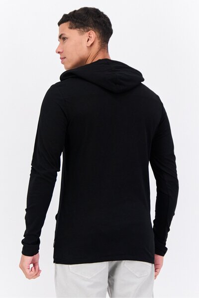 French Connection Men Hooded Long Sleeves Brand Logo T-Shirt, Black