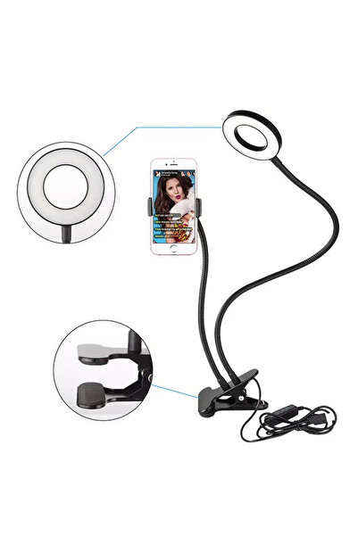 Primo Plus حامل هاتف محمول مرن مع ضوء LED أسود