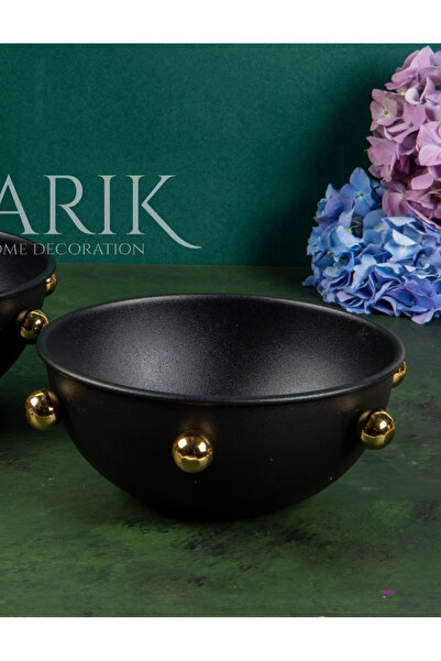 MIARIK DESIGN & DEKORASYON Dekoratif Siyah Kase Top Detayli 14 cm