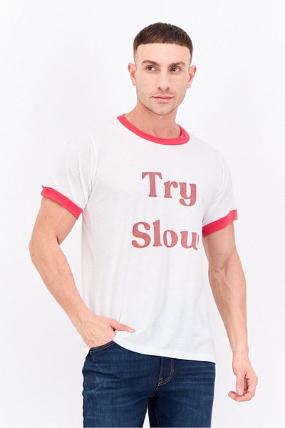 Feat Men Crew Neck Short Sleeve Graphic Print T-shirts, White