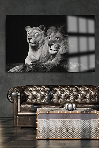 TAULART Ultra-High Definition Double Lion Family 4mm Unbreakable Glass Painting Business Office Gift