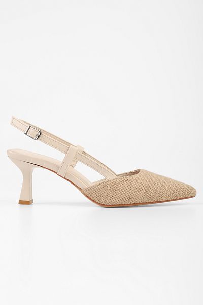 Shoeberry Straw Stiletto - Women's Straw Nude Heeled Shoes