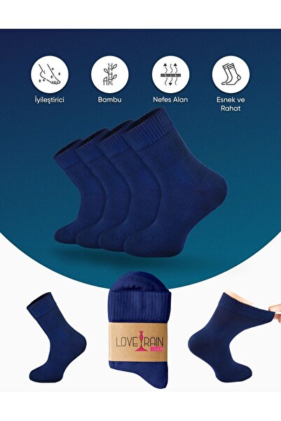 LOVE RAİN FASHİON مجموعة مريحة مكونة من 4 جوارب يومية للرجال من الخيزران العض...
