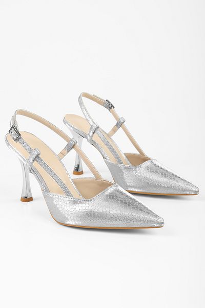Shoeberry Stiletto pentru femei Tony Silver Honeycomb model
