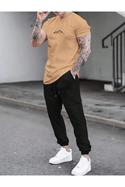 caddekombin Ανδρικό σετ αθλητικής φόρμας Jogger - Μπλουζάκι με στάμπα Take It...