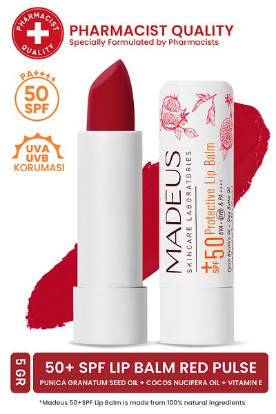 MADEUS Spf+50 Color Intensive Moisturizer - Lip & Lace Lip & Cheek Balm - Red Pulse 5 Gr