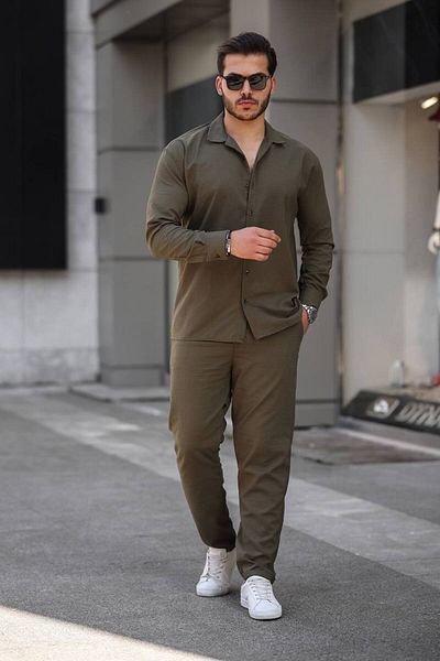 CAN Men's Crystal Gold Linen Suit