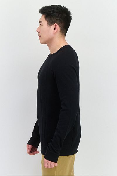 Civil Society Men Crew Neck Textured Long Sleeves Sweatshirt, Black