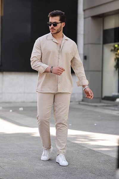 CAN Men's Crystal Gold Linen Suit
