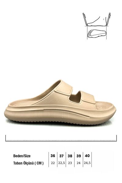 sermoda 2001 Model Lightweight Eva Double Band Summer Beach and Pool Slippers - Mink