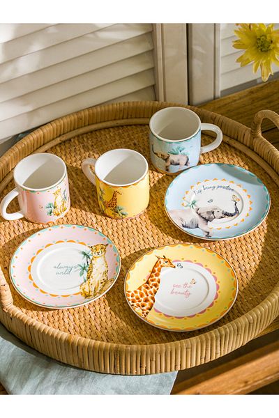 LC Waikiki Animal Printed 3-Person Porcelain Set - with Coffee Cup, City