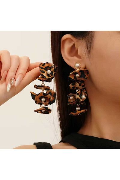 Wibex accessory Dangle Leopard Pearl Earrings for Fashionable Everyday Life