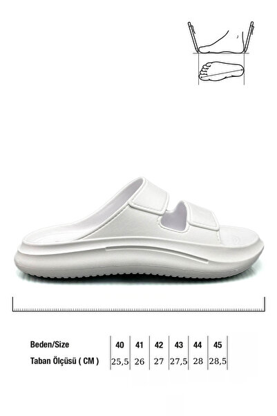 Moda Anna 2001 Model White Lightweight Eva Double Band Summer Beach and Pool Slippers - Sink