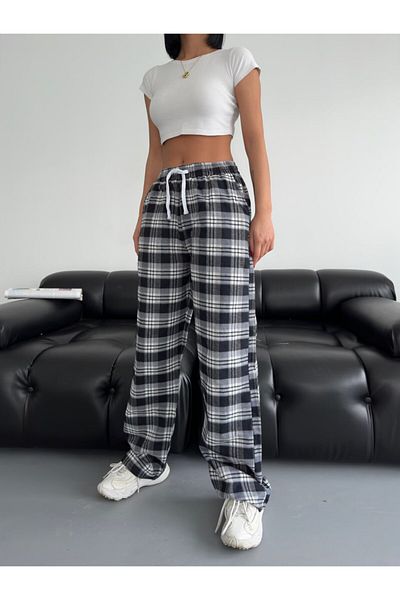 CultureCo Φούτερ Unisex με καρό ριγέ τετράγωνο σχέδιο με ελαστική μέση