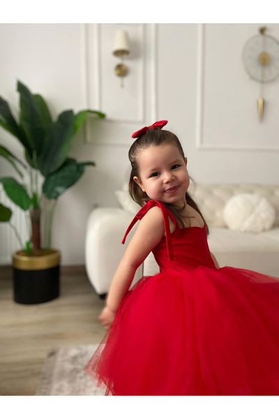 Tinypeople Red Child Tutu Evening Dress Cocoon Child Puffy Red Evening Dress