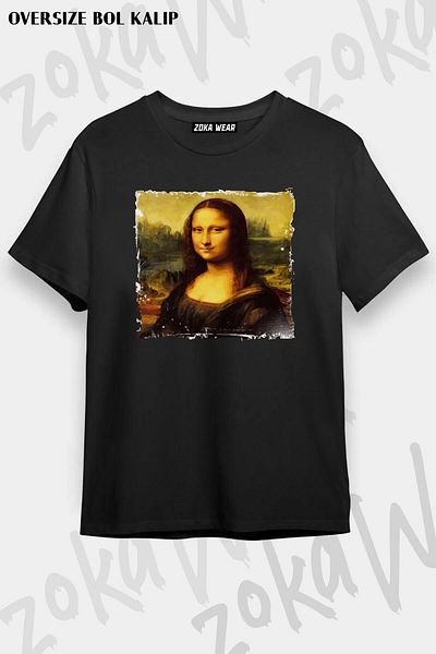 ZOKAWEAR Tricou unisex oversize cu imprimeu Mona Lisa 4 Design