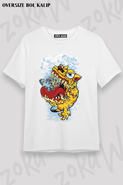ZOKAWEAR Unisex Oversize kroj Mold Catch You Alien Catching Dog Design Štampa...
