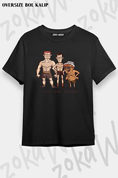 ZOKAWEAR تي شيرت مطبوع بتصميم كبير الحجم للجنسين لصيد الأسماك في صالة الألعاب...