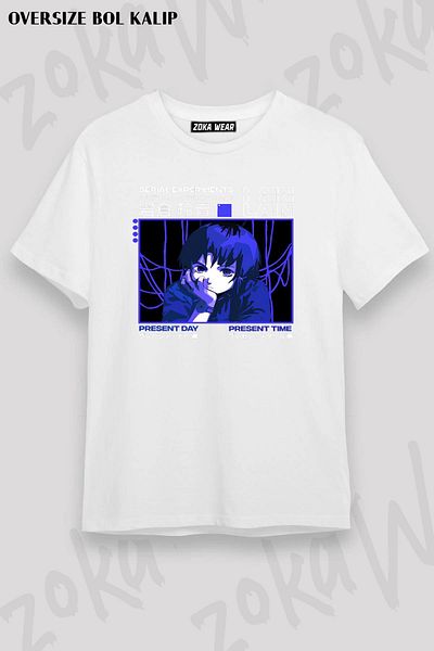 ZOKAWEAR Unisex Oversize Mold Serial Experiments Lain Darker Design εμπριμέ μπλουζάκι