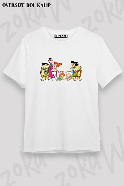 ZOKAWEAR Μπλουζάκι με στάμπα Unisex Oversize Flintstone Characters Fred Design