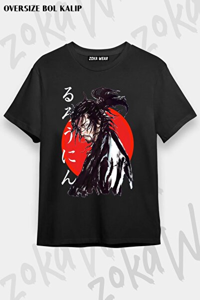 ZOKAWEAR تيشيرت مطبوع بتصميم مياموتو موساشي كبير الحجم للجنسين