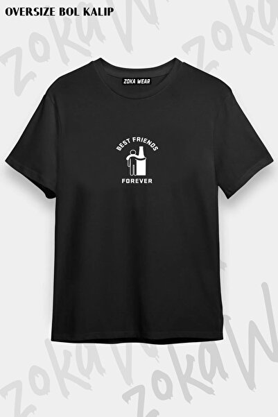 ZOKAWEAR Tricou unisex oversize cu imprimeu cu design Best Friend My Beer