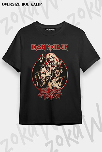 ZOKAWEAR Unisex majica sa širokim krojem i dizajnom brojeva Iron Maiden