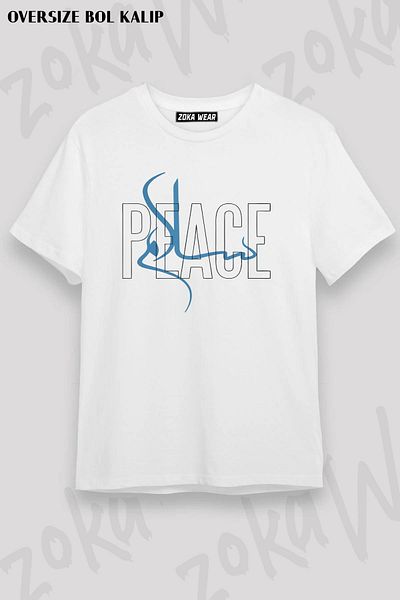 ZOKAWEAR Μπλουζάκι Unisex Oversize Peace Calligraphy με στάμπα