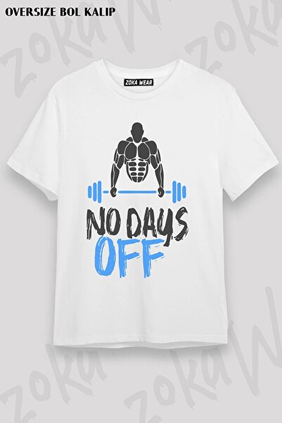 ZOKAWEAR Unisex Oversize Fit Sportsman Gym No Days Off Σχέδιο εμπριμέ μπλουζάκι