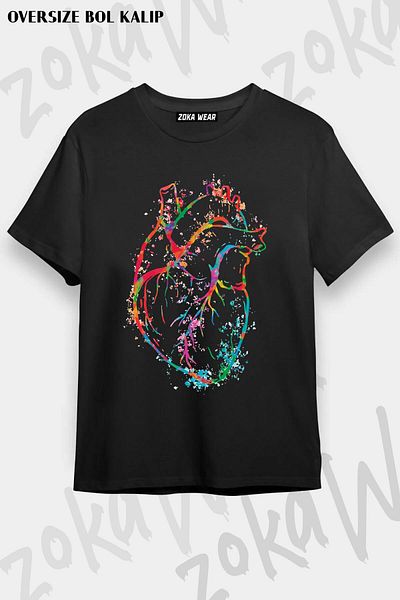 ZOKAWEAR Tricou imprimat unisex oversize cu inimă colorată Doctor Health Medicine Design