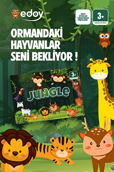 edoy Jungle Orman Hayvanları Keşfi 16 Küp 48 Kart ile Hayvanları Bul, Eğlence...