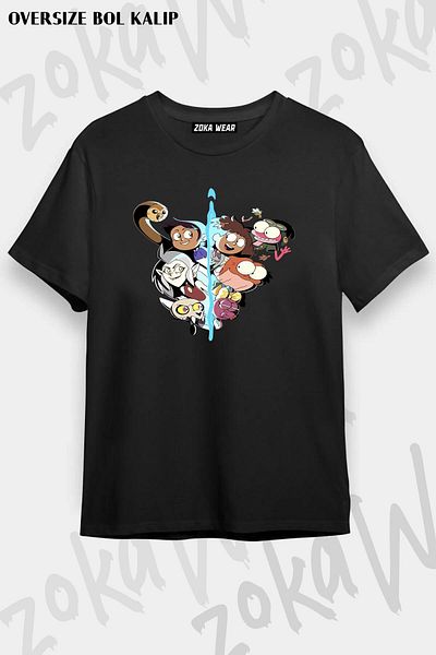 ZOKAWEAR Model oversize unisex - Tricou cu model Owl House și Amphibia