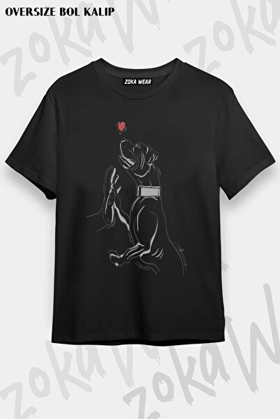 ZOKAWEAR Μπλουζάκι με στάμπα Unisex Oversize Dog Love Design