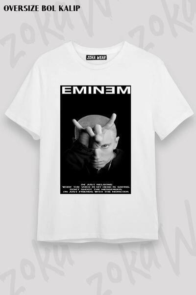 ZOKAWEAR تيشيرت مطبوع بتصميم Eminem v3 مقاس كبير للجنسين