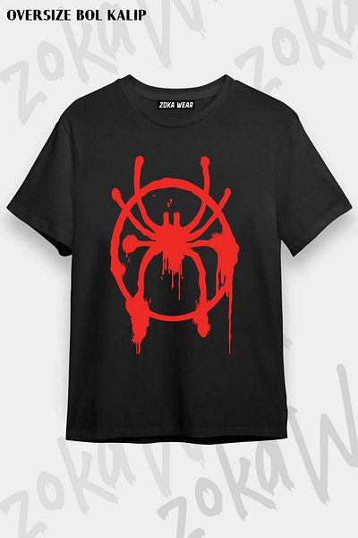 ZOKAWEAR Tricou imprimat unisex oversize cu logo-ul Miles Morales Spider